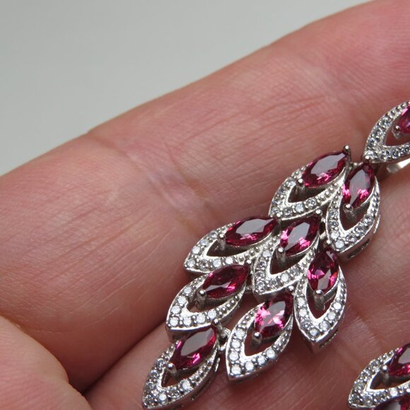 *Sterling Silver Diamond Ruby Earring - Picture 2 of 4